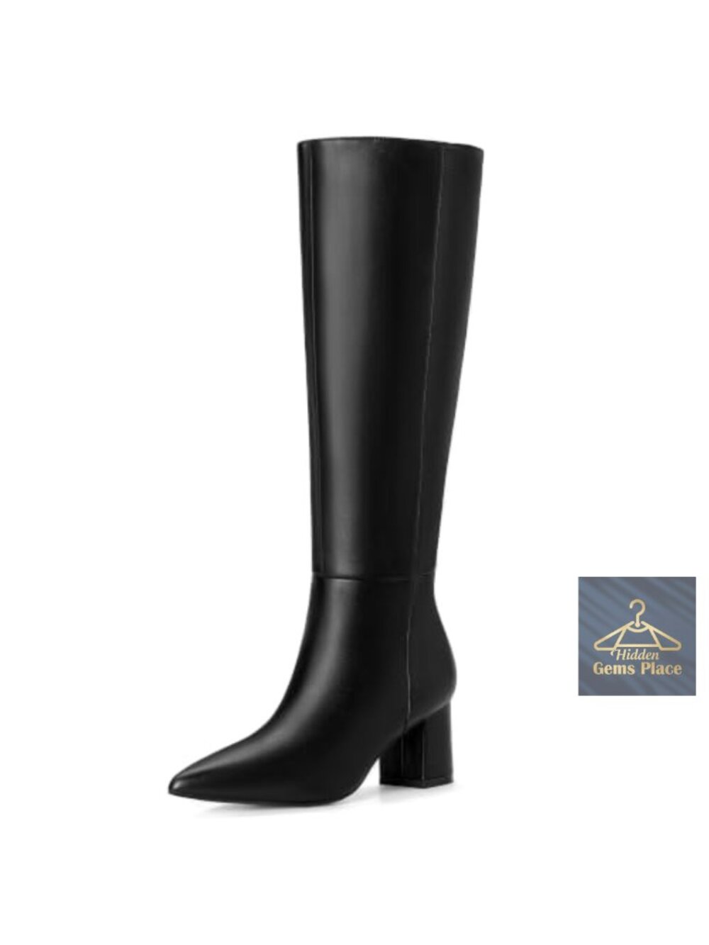 Women's Knee High Chunky Heel Boots Pointed Toe Tall Boots PU